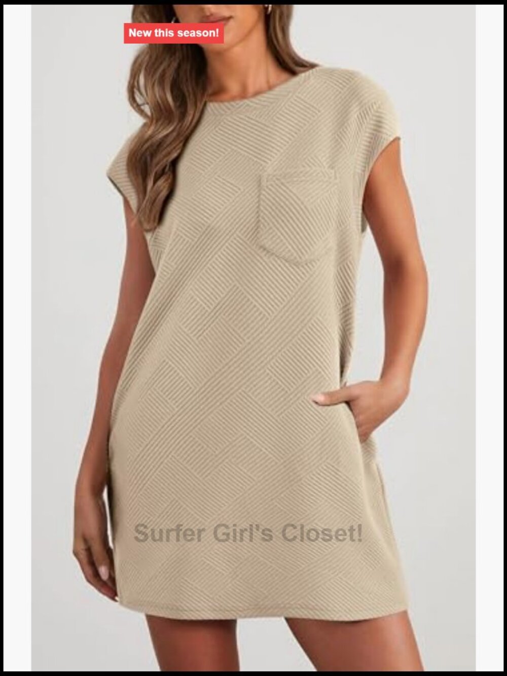 Women's Cap Sleeve Shift Dress with Pockets Soft Summer Casual Mini Dress - Picture 3 of 7